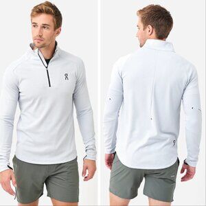 ON Men's Gray Light Blue Climate Shirt 1/4 Zip Polo